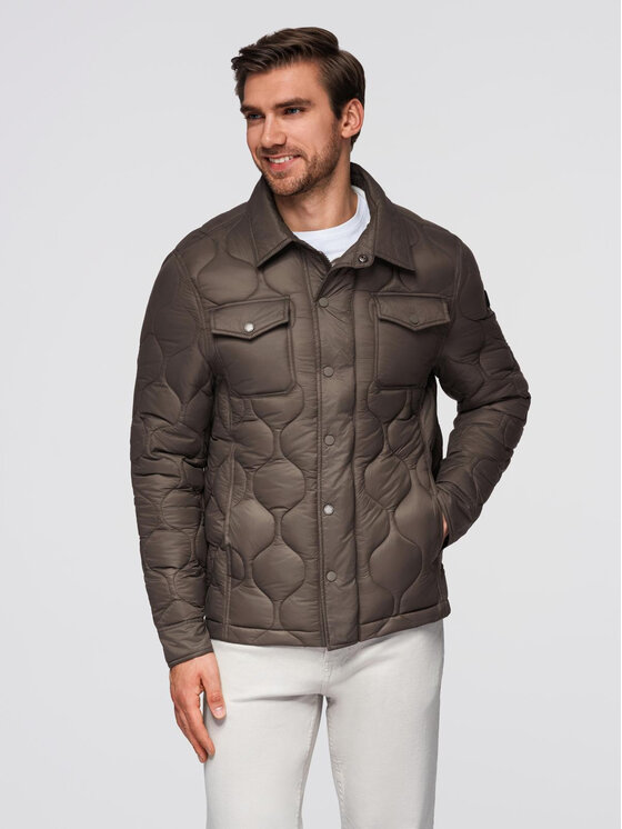 Ombre Ombre Kurtka zimowa OM-JALP-0215 Brązowy Regular Fit