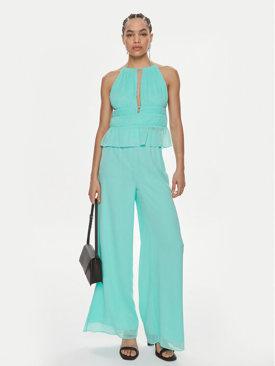 Patrizia Pepe Patrizia Pepe Kalhoty z materiálu 2P1584/A061-CA03 Tyrkysová Relaxed Fit