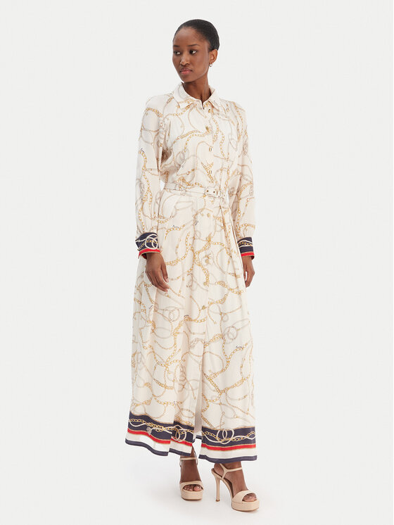 Marciano Guess Sukienka koszulowa 6RGT3 37439A Écru Regular Fit