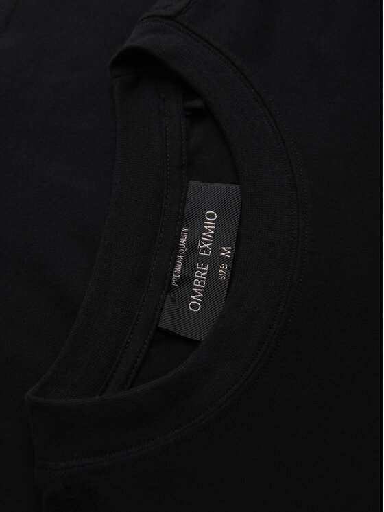 Ombre Ombre T-Shirt OM-TSCT-0279 Czarny Loose Fit