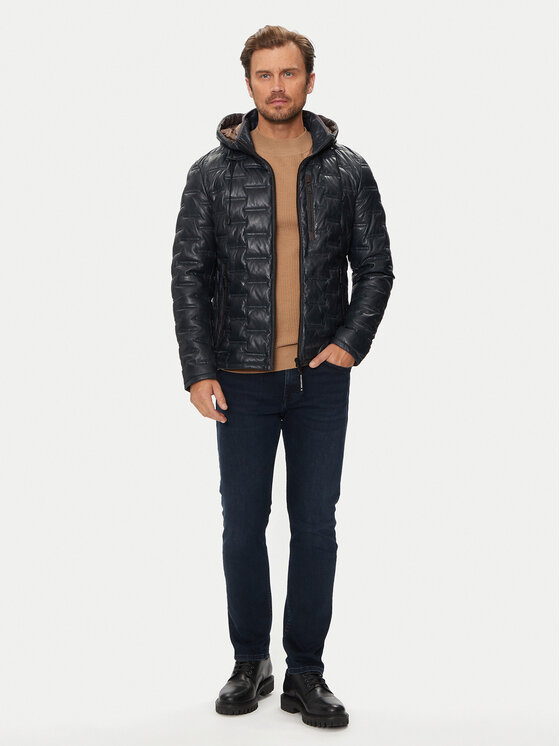 Milestone Lederjacke Tamino 431019 60305 Dunkelblau Regular Fit  