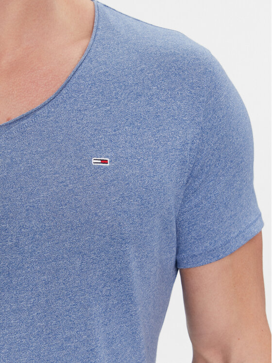 Tommy Jeans Tommy Jeans T-Shirt Tjm Slim Jaspe V Neck DM0DM09587 Modrá Slim Fit