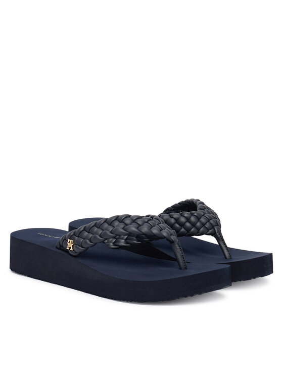 Tommy Hilfiger Tommy Hilfiger Japonki Th Wedge Cornrow Beach Sandal FW0FW09037 Granatowy