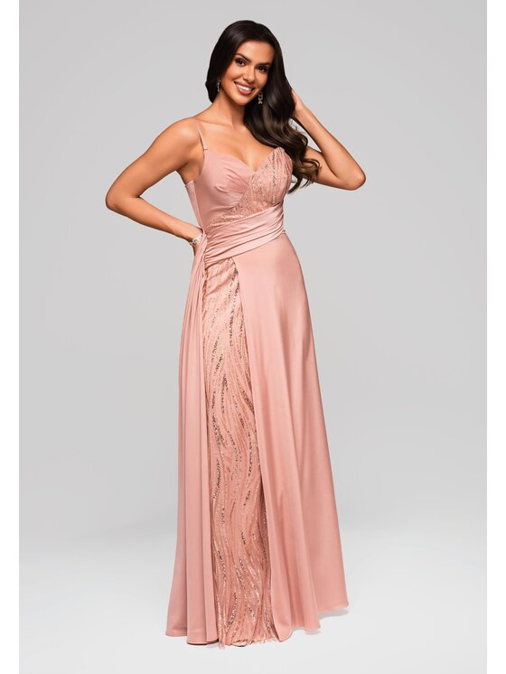 Ombre Ombre Sukienka wieczorowa LA-OM-DLR189 Różowy Regular Fit
