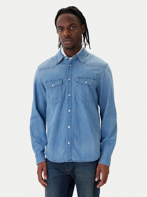 Tommy Jeans cămașă de blugi Western DM0DM23029 Albastru Regular Fit