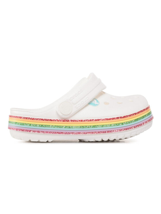 cloud crocs with rainbow strap womens