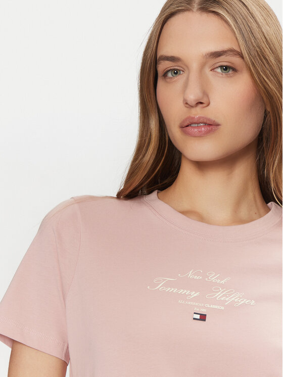 Tommy Hilfiger Tommy Hilfiger T-Shirt WW0WW43895 Różowy Regular Fit