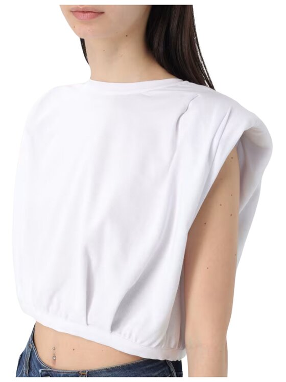 PINKO PINKO Bluzka Maracaibo maglia piquet di cotone Biały Cropped Fit