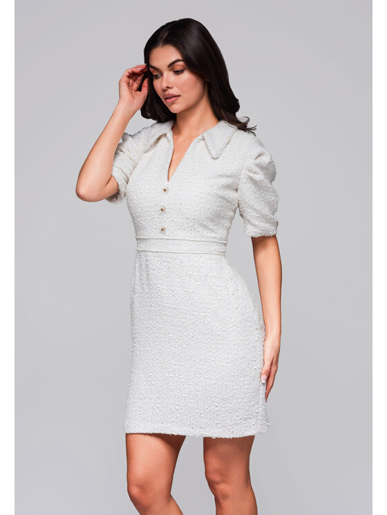 Ombre Ombre Sukienka wieczorowa LA-OM-DLR247 Kremowy Regular Fit