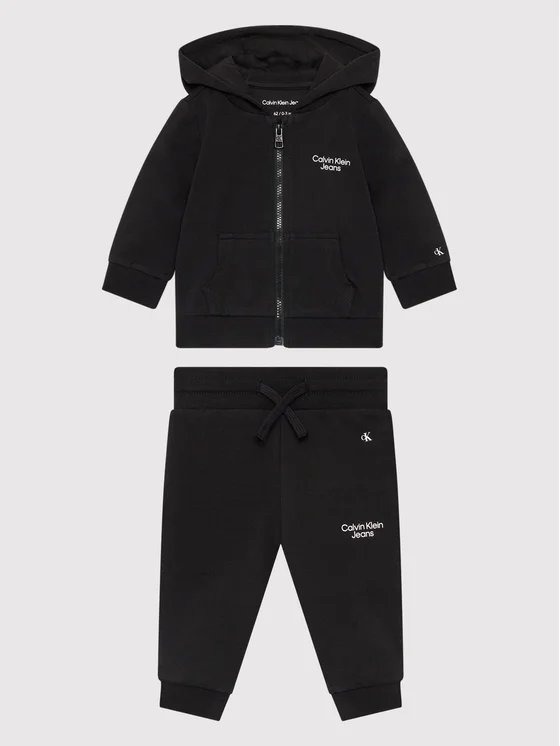Calvin Klein Jeans Jogginganzug Stack Logo IN0IN00019 Schwarz Regular Fit
