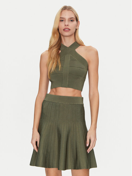 Guess Guess Marškinėliai W5GR32 Z2XY0 Žalia Slim Fit
