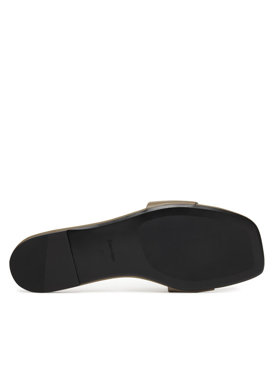 Calvin Klein Calvin Klein Klapki Square Flat Sandal Emblem HW0HW03128 Beżowy