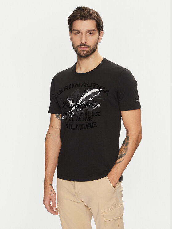 Aeronautica Militare Aeronautica Militare Футболка 242TS2343J634 Чорний Regular Fit