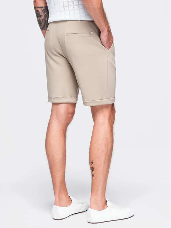 Ombre Ombre Szorty materiałowe OM-SRCS-0206 Beżowy Boxy Fit