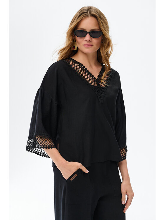 blue shadow blue shadow Bluzka Terii-2 Czarny Regular Fit
