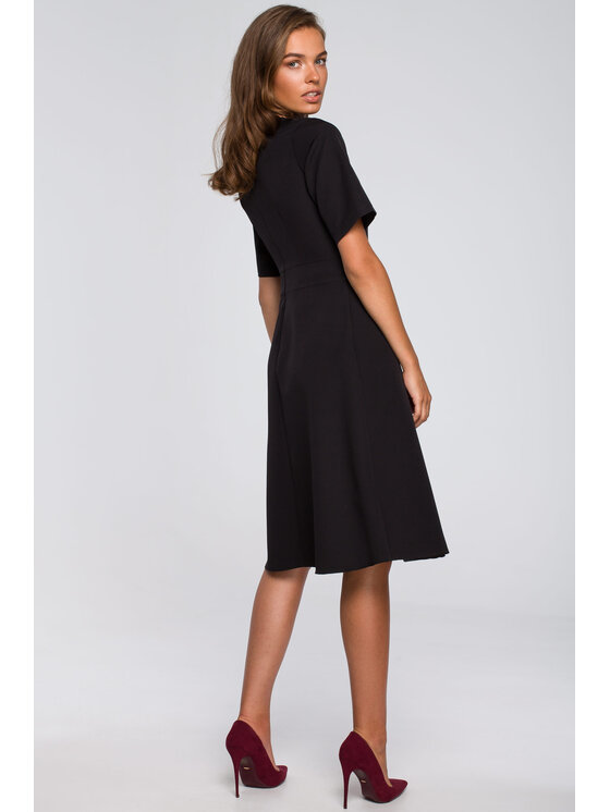 Stylove Stylove Koktejlové šaty S240 Černá Regular Fit
