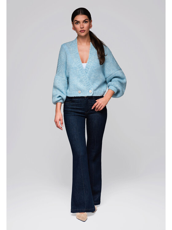 Ombre Ombre Kardigan LW-SWCD-0105 Niebieski Regular Fit