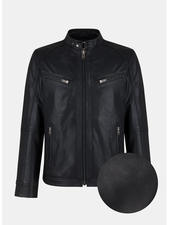 Pako Lorente Pako Lorente Kurtka skórzana PPLM9-5S-082 Czarny Classic Fit