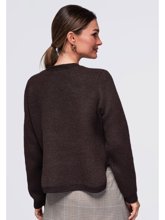Ombre Ombre Sweter OW-SW-E0007 Brązowy Regular Fit