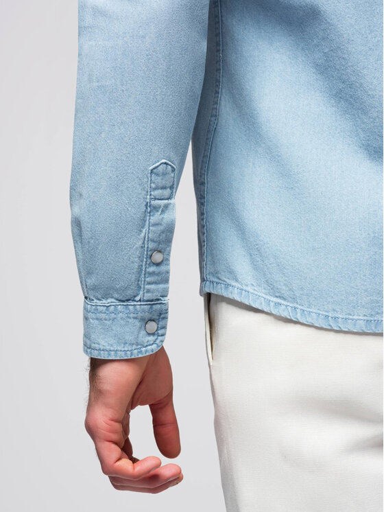 Ombre Ombre Koszula OM-SHDS-0210 Niebieski Regular Fit