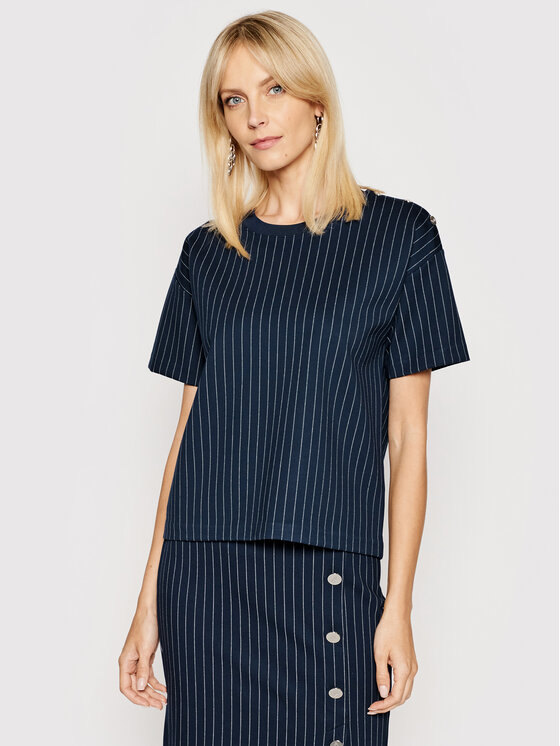 Lauren Ralph Lauren Tricou Pinstripe Ponte 200831510001 Bleumarin Straight Fit