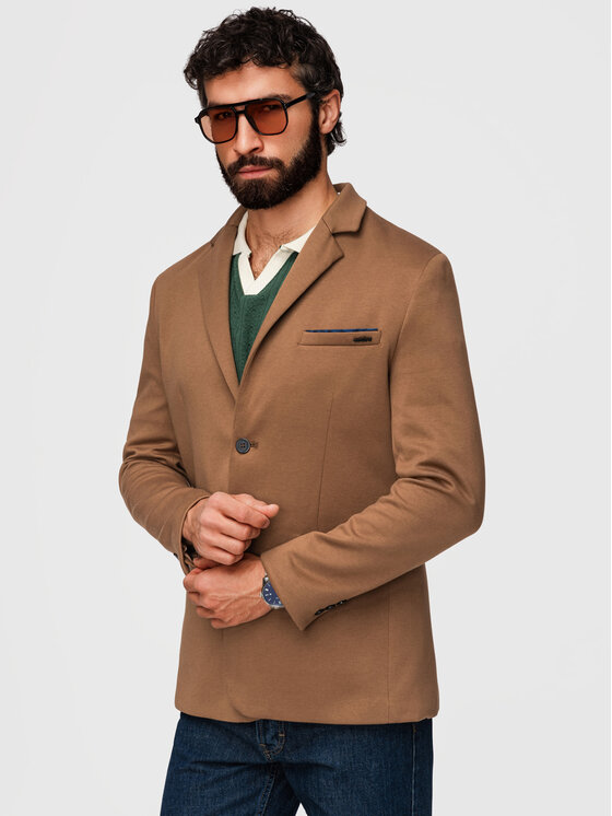 Ombre Ombre Marynarka M170 Brązowy Slim Fit
