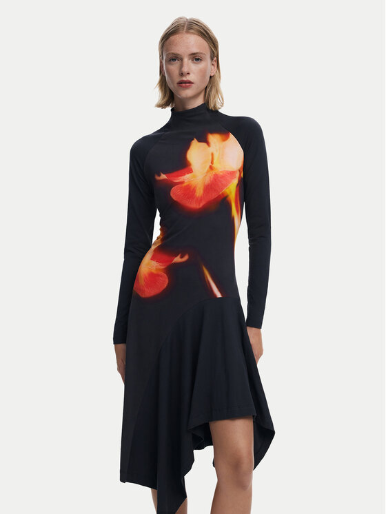 Desigual Desigual Rochie de zi Mila 25WWVK40 Negru Slim Fit