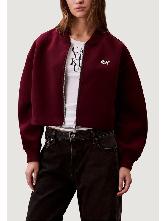 Calvin Klein Jeans Calvin Klein Jeans Giacca di pelle A- OVERSIZED SCUBA Z Bordeaux Over Fit