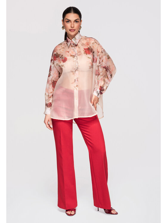 Ombre Ombre Koszula OW-SH-E0028 Beżowy Oversize