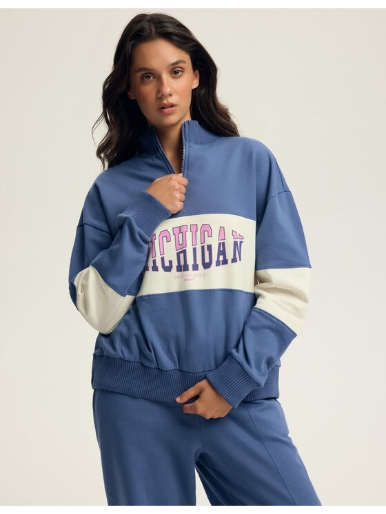 Esotiq Esotiq Bluza 43803 Granatowy Baggy Fit