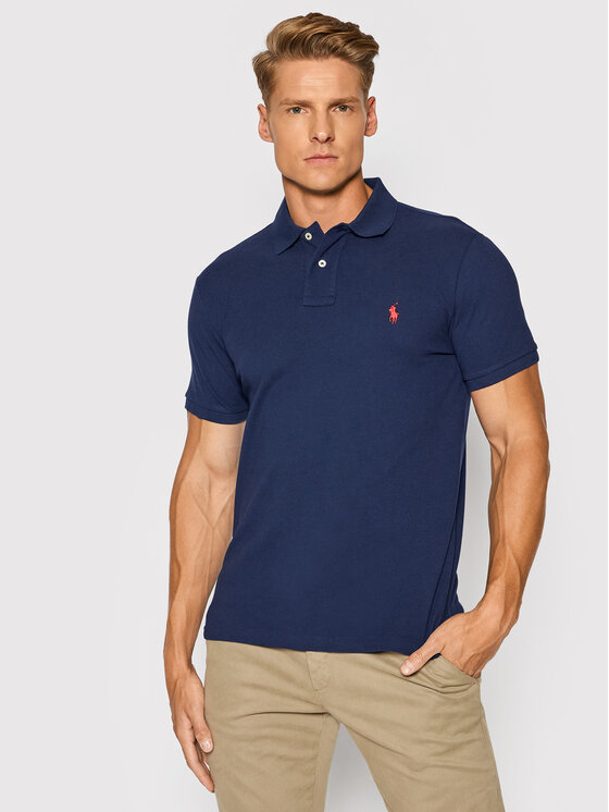 Polo Ralph Lauren Polo Majica Core Replen 710782592 Mornarsko Modra Custom Slim Fit