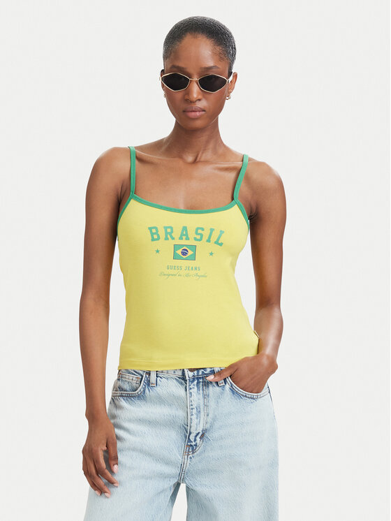 Guess Jeans Guess Jeans Top W6YP20 K4202 Galben Slim Fit