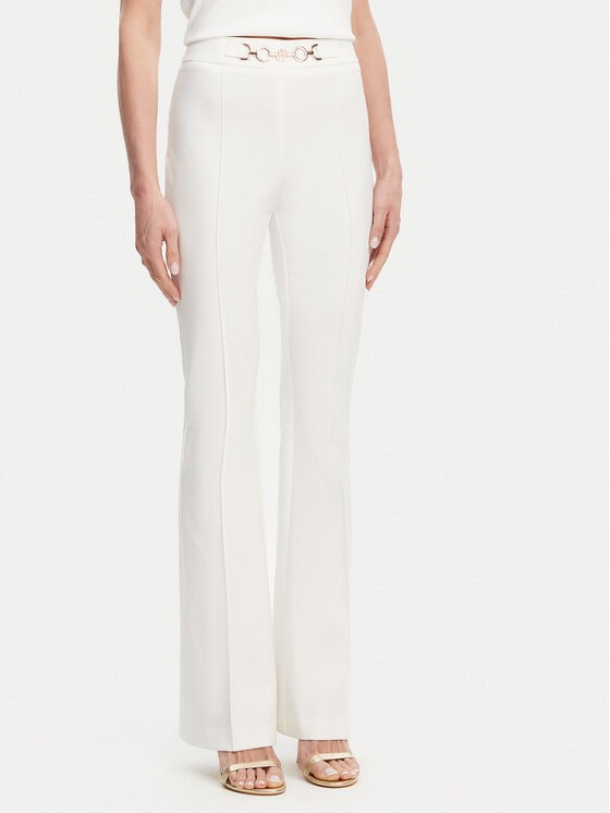 Fracomina Fracomina Kalhoty z materiálu FR25SVA006W51501 Écru Flare Fit