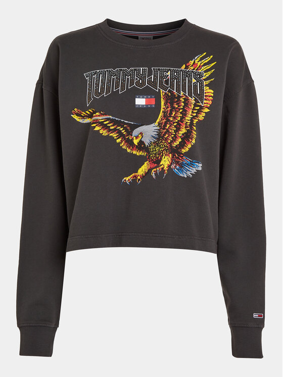 Tommy Jeans Tommy Jeans Džemperis Vintage Eagle DW0DW16415 Juoda Cropped Fit