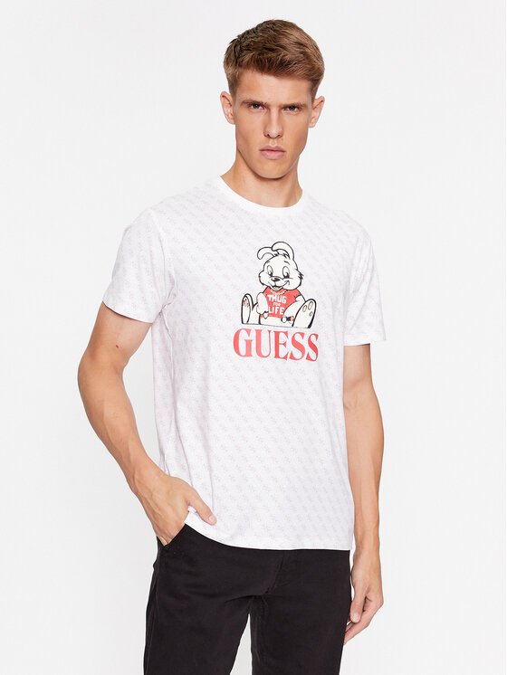 Guess T-krekls Banksy M3BI98 JR06K Balts Slim Fit