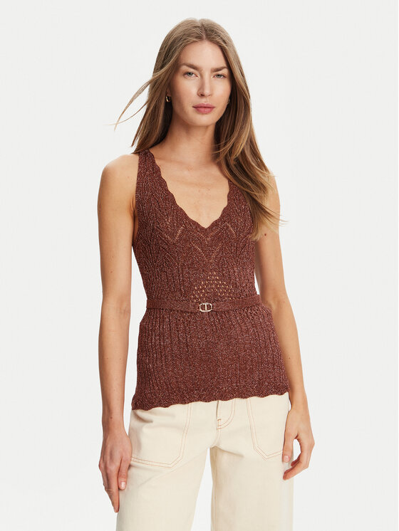 TWINSET TWINSET Top 251TT3195 Smeđa Slim Fit