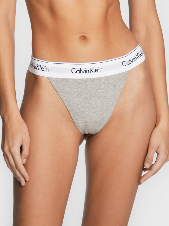 Calvin Klein Underwear Stringové nohavičky 000QF7013E Sivá