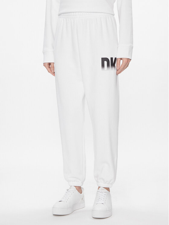DKNY Sport Teplákové nohavice DP3P3379 Biela Relaxed Fit