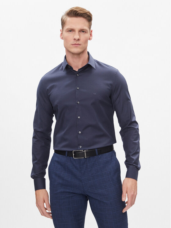 Calvin Klein Košeľa K10K112305 Tmavomodrá Slim Fit