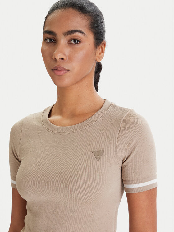 Guess Guess T-Shirt V6RP02 Z4692 Beżowy Slim Fit