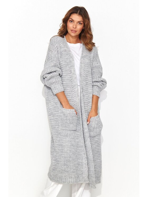 Makadamia Makadamia Kardigan S176 Szary Loose Fit