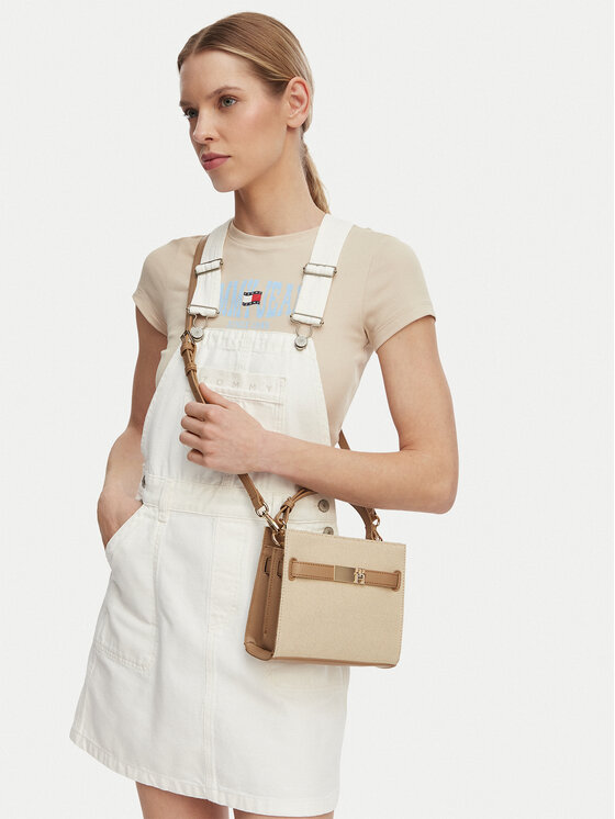Tommy Hilfiger Tommy Hilfiger Käekott Th Heritage Mini Satchel Canvas AW0AW17406 Beež