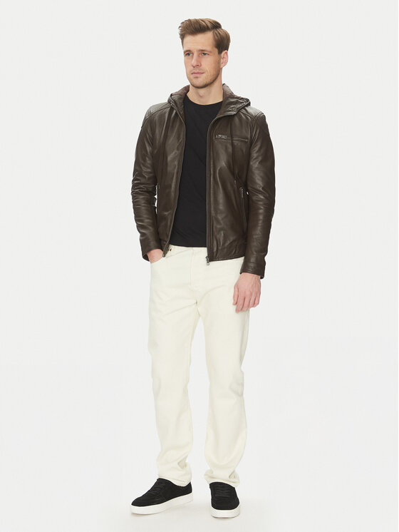Serge Pariente Serge Pariente Giacca di pelle Ondo Marrone Regular Fit