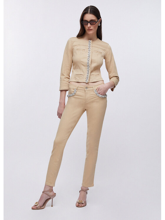 Liu Jo Liu Jo Spodnie materiałowe WA6260T367AP9253 Beżowy Slim Fit