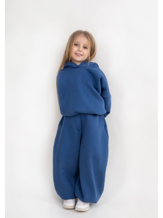 DKaren Sport DKaren Sport Komplet bluza i spodnie materiałowe DK-K-B27 Kids Niebieski Balloon Fit