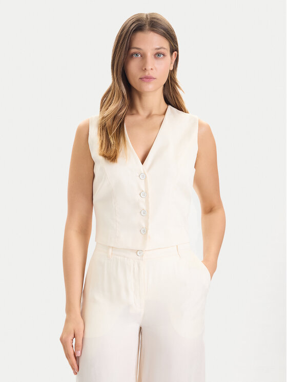 Guess Guess Vestă elegantă W5YH51 WH5N2 Écru Regular Fit