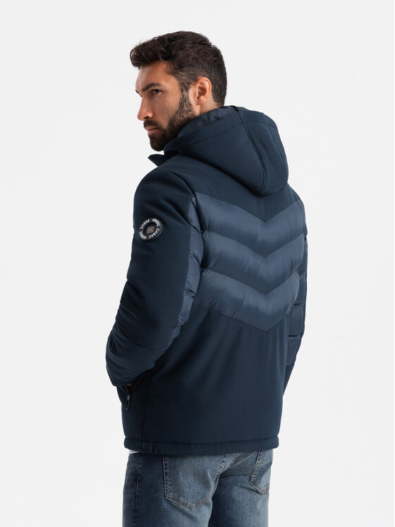 Ombre Ombre Kurtka puchowa OM-JALP-0172 Granatowy Regular Fit
