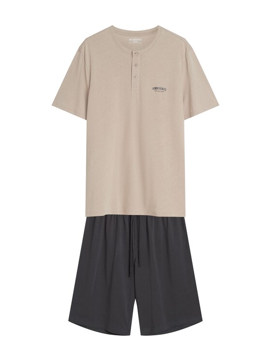 Henderson Henderson Piżama 44604 Beżowy Regular Fit