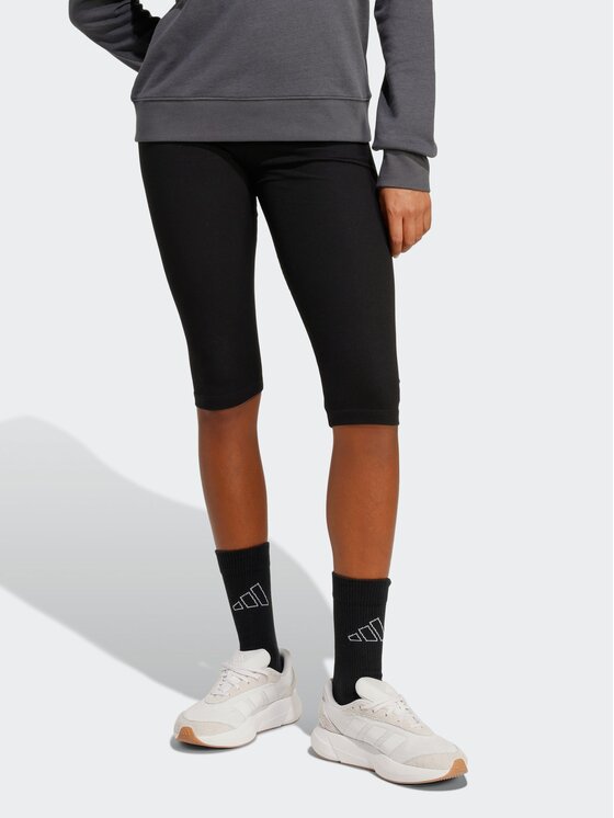 adidas adidas Legginsy Seasonal Essentials Rib Capri Czarny Fitted Fit