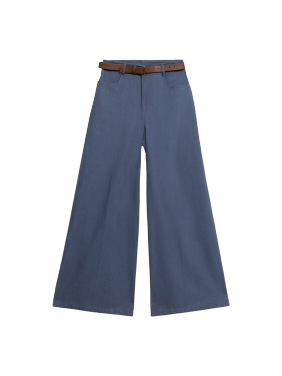 Oltre Oltre Spodnie materiałowe P00JR009179N024 Turkusowy Flared Fit
